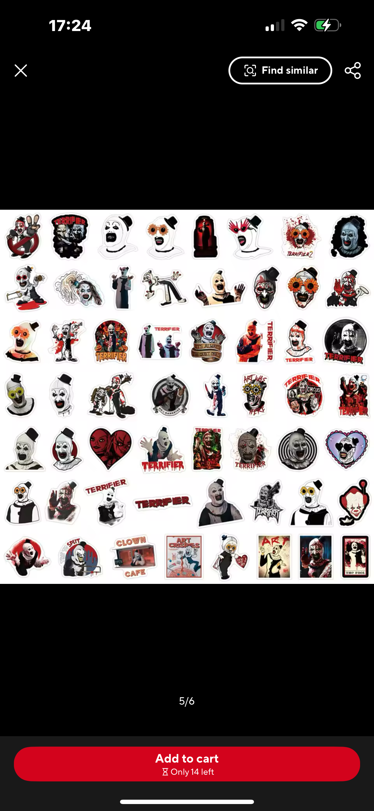 The Terrifier movie stickers Art the Clown