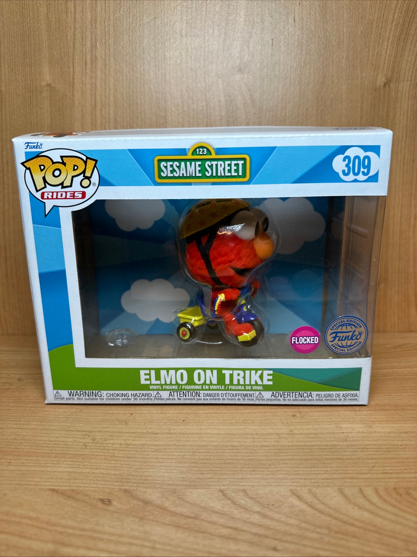 Funko POP! Rides: Sesame Street Elmo on Trike VinylFigure Flocked Bike NEW