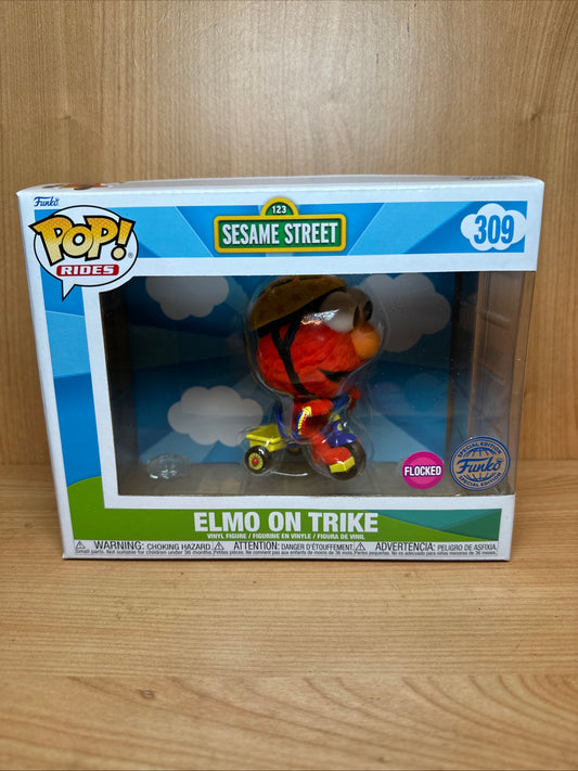 Funko POP! Rides: Sesame Street Elmo on Trike VinylFigure Flocked Bike NEW