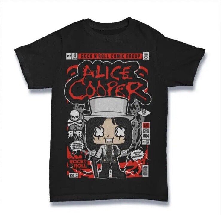 Alice Cooper (M) T-Shirt Funko Style New Black Rock T Shirt Ltd Ed Horror NEW - SOScollectible