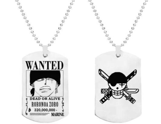 Anime Luffy One Piece Stainless Steel Necklace Pendant ZORO Dog Tag Gift Bag - SOScollectible
