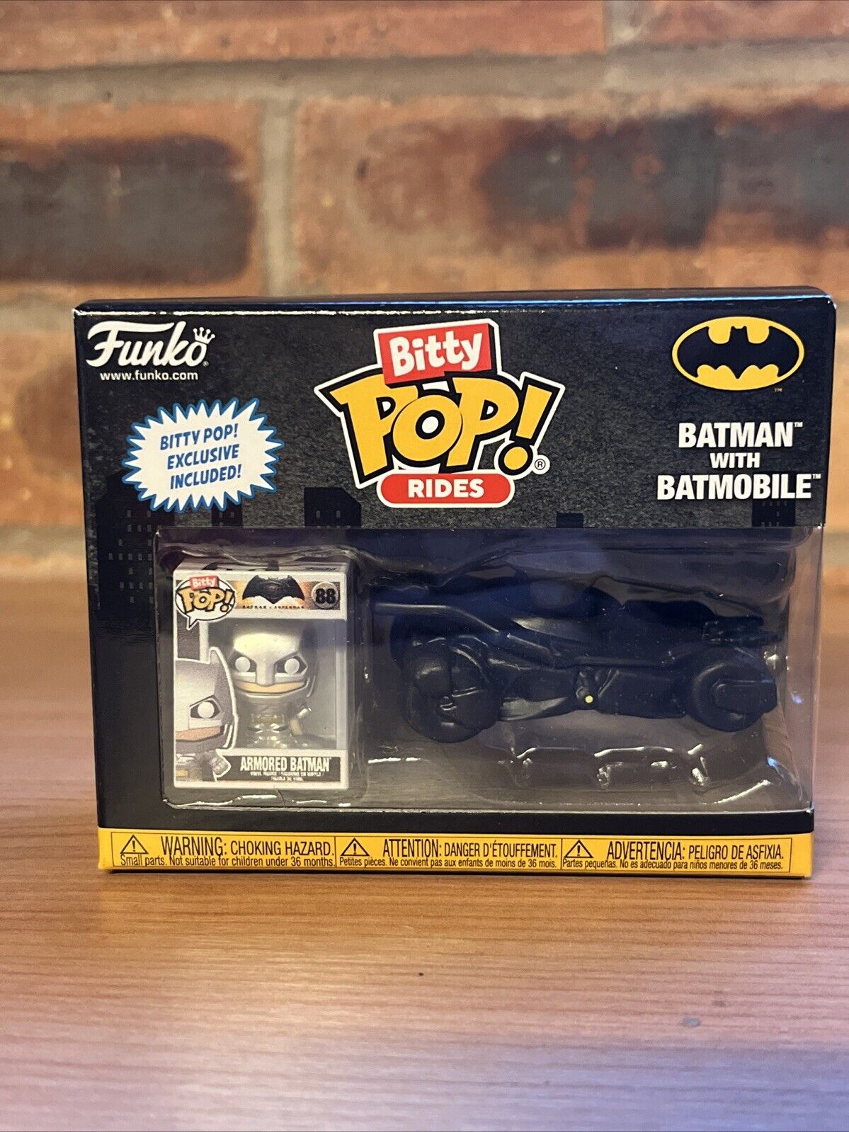 BATMAN WITH BATMOBILE Armoured Batman Funko Bitty Pop! Rides In Stk Now - SOScollectible