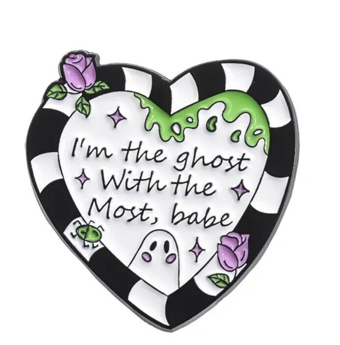 Beetlejuice Ghost With The Most Heart Tim Burton Horror Metal Pin Badge Enamel - SOScollectible