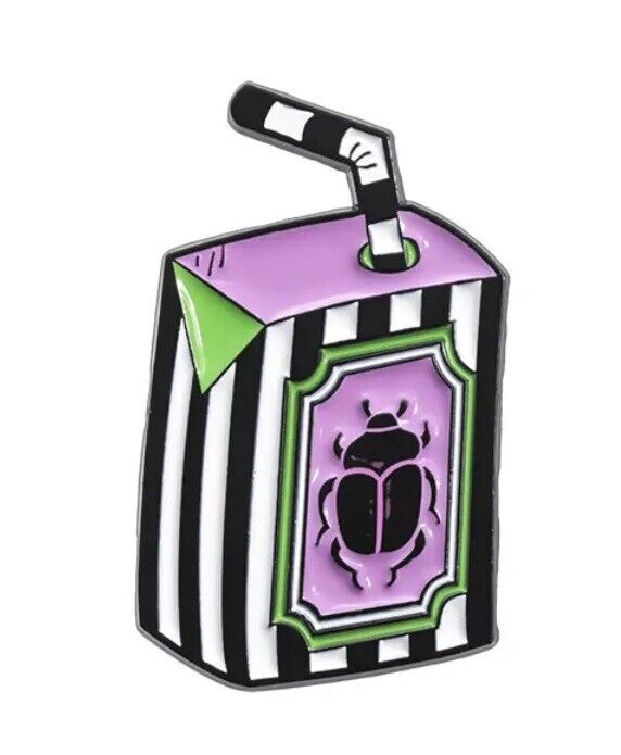 Beetlejuice Juice Carton Tim Burton Horror Metal Pin Badge Brooch Enamel - SOScollectible