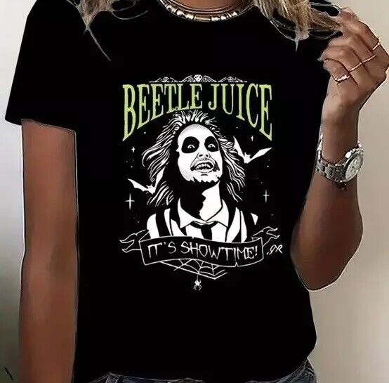 BEETLEJUICE "LOGO" T - SHIRT Medium 10 Movie Logo Cult Horror Woman’s - SOScollectible