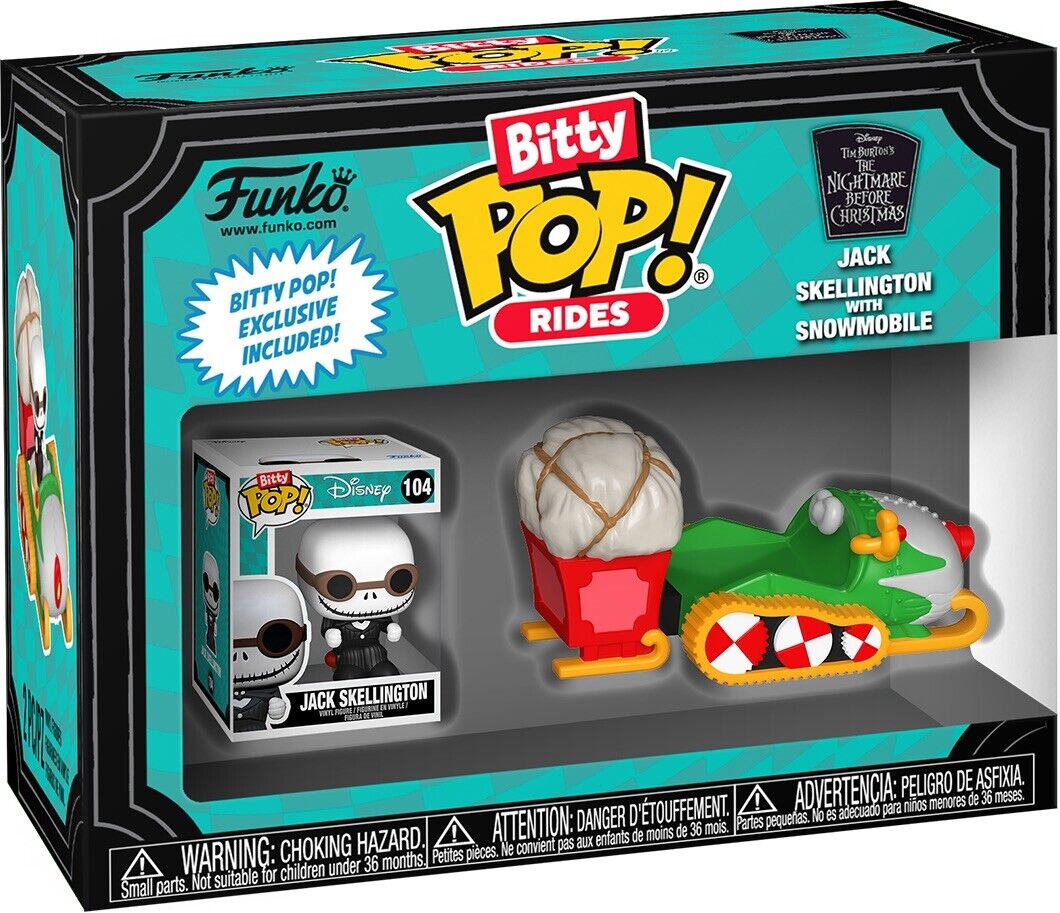 BITTY POP! Rides JACK SKELLINGTON AND Snowmobile Funko Nightmare Xmas In Stk Now - SOScollectible