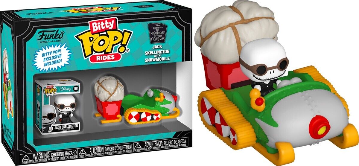 BITTY POP! Rides JACK SKELLINGTON AND Snowmobile Funko Nightmare Xmas In Stk Now - SOScollectible