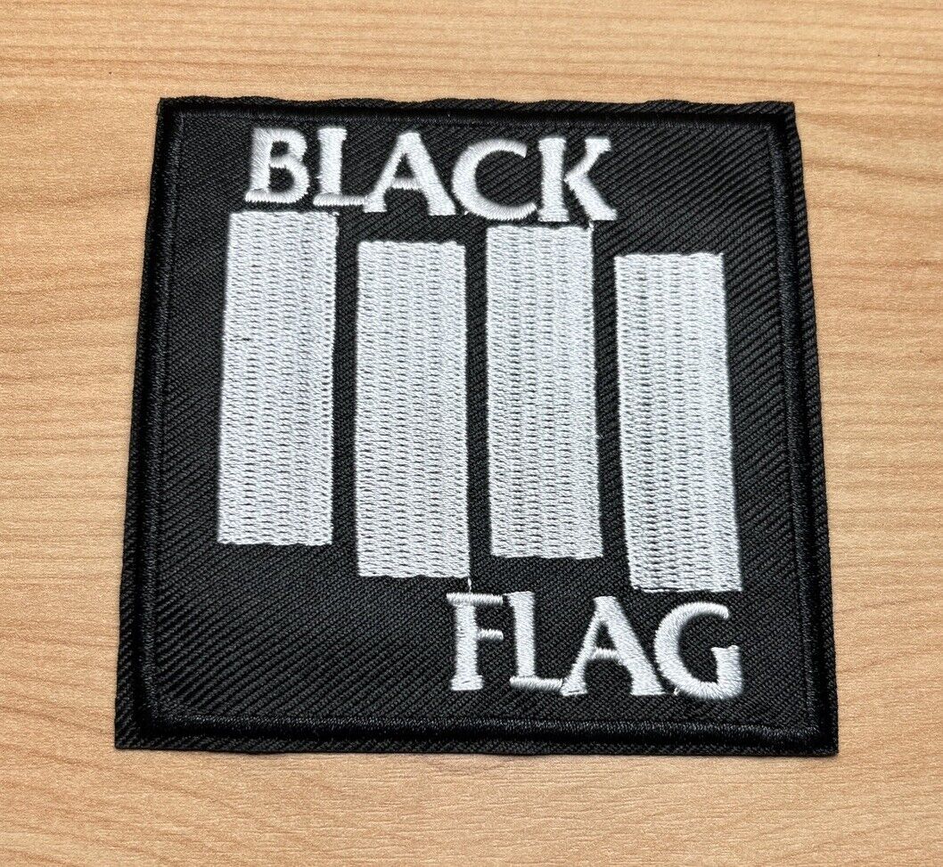 Black Flag Rock Band Black & White Embroidered Patch Sew Iron On - SOScollectible