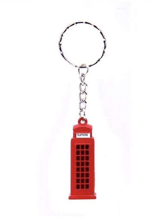 British Red Telephone Box UK Keyring Charm Bag Iconic Gift Key Chain - SOScollectible