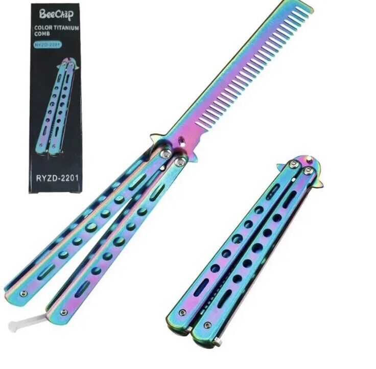 Butterfly Comb,Rainbow Butterfly Pocket Comb Training Metal Comb Salon Beauty - SOScollectible