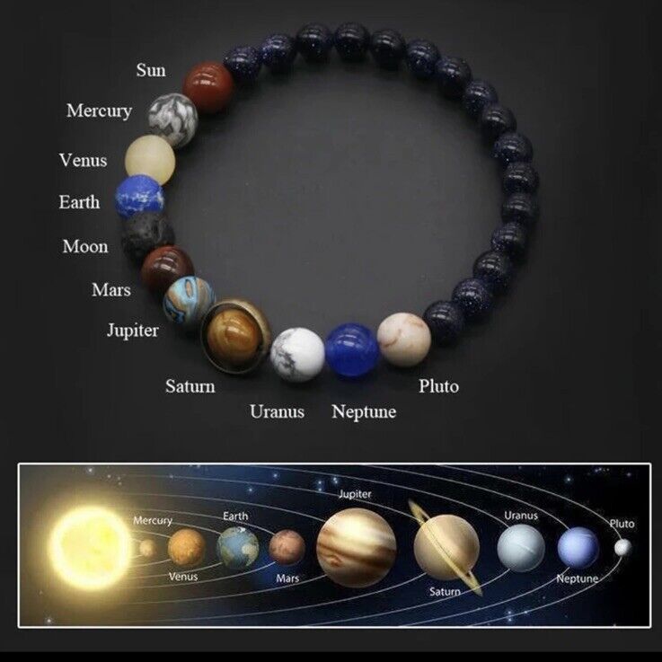 Chakra Space Planets Bracelet Natural Healing Solar System Bracelet Galaxy - SOScollectible