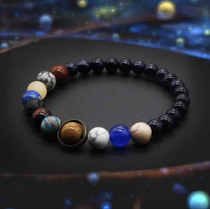 Chakra Space Planets Bracelet Natural Healing Solar System Bracelet Galaxy - SOScollectible