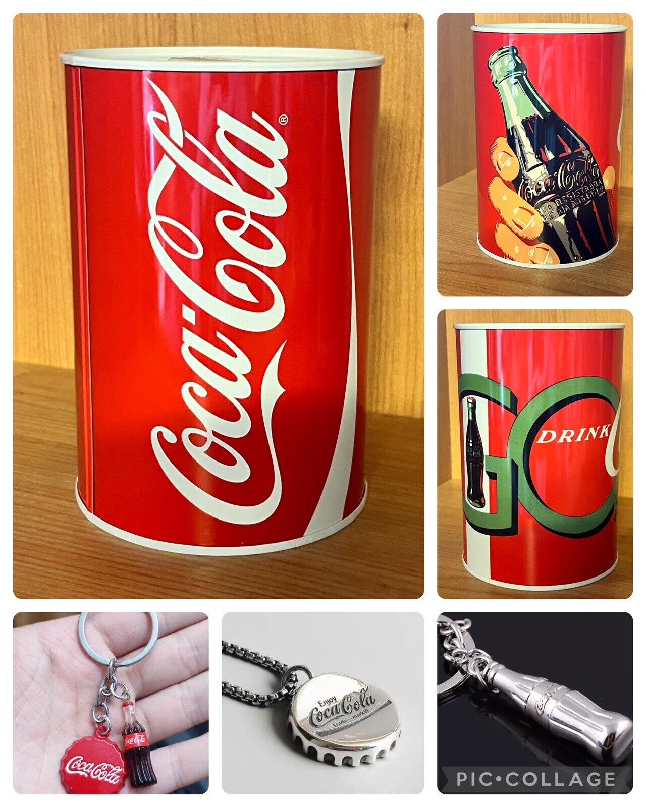 Coca Cola Gift Set 1x Money Tin 1x Necklace 2 Pc & Bottle Keyring Xmas 🎁 🇬🇧 - SOScollectible