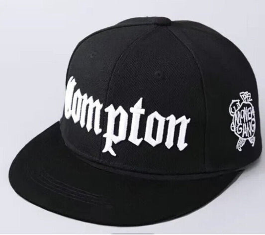 COMPTON Los Angeles Hip Hop Cali Black Snapback Flat PEAK Adjustable Hat Cap - SOScollectible