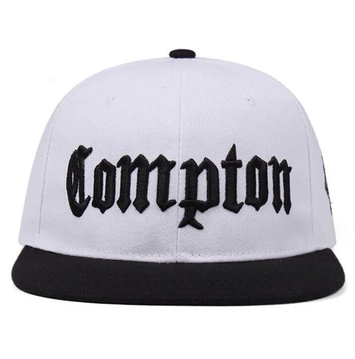 COMPTON Los Angeles Hip Hop Cali White Snapback Flat PEAK Adjustable Cap 🇬🇧 - SOScollectible