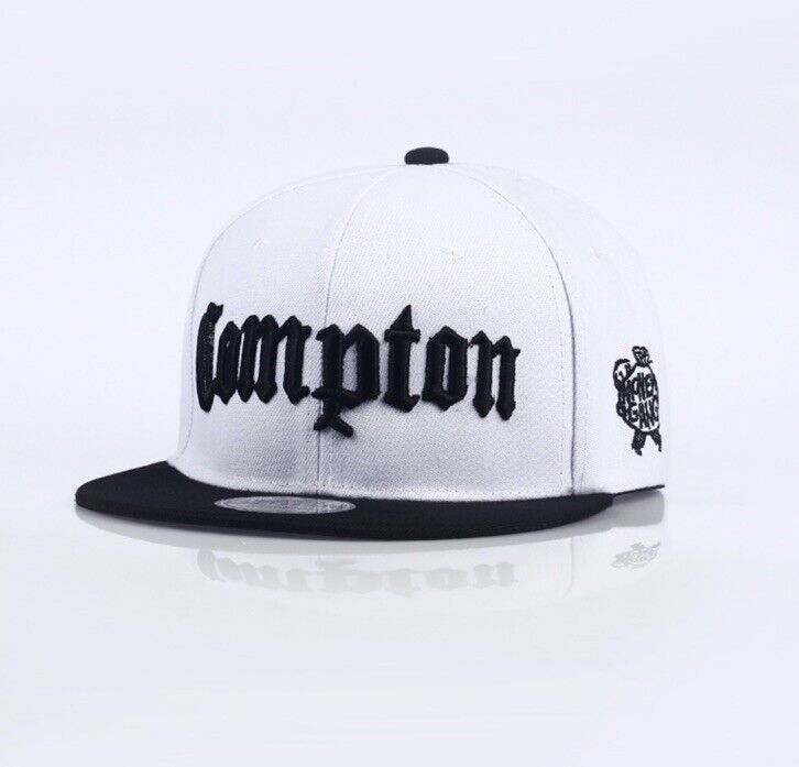 COMPTON Los Angeles Hip Hop Cali White Snapback Flat PEAK Adjustable Cap 🇬🇧 - SOScollectible