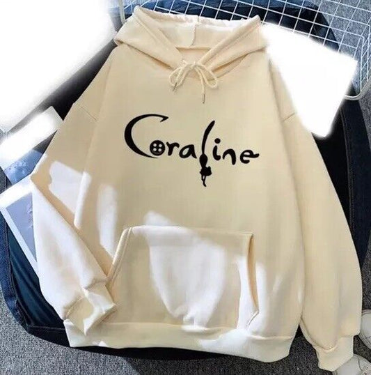 Coraline Logo Cult Movie Unisex Hoodie Embroidered Sweatshirt Medium - SOScollectible