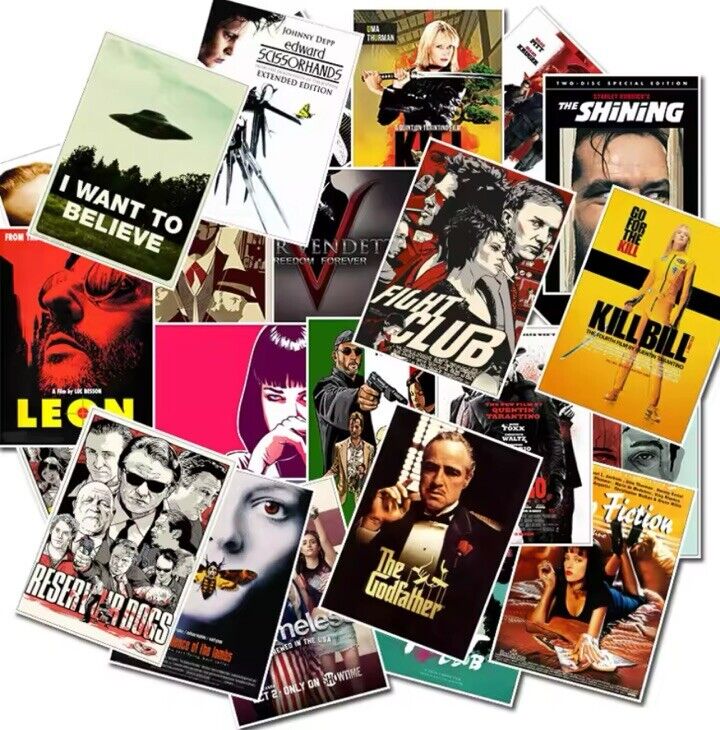 Cult Movie Poster Sticker x25 Pack Classic Movies Stickers Scrapbook Gift - SOScollectible