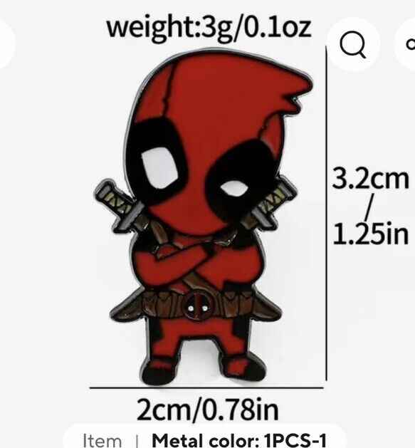 Deadpool Badge Large Metal Enamel Lapel Pin Badge ARMS CROSSED 2024 Movie 🇬🇧 - SOScollectible