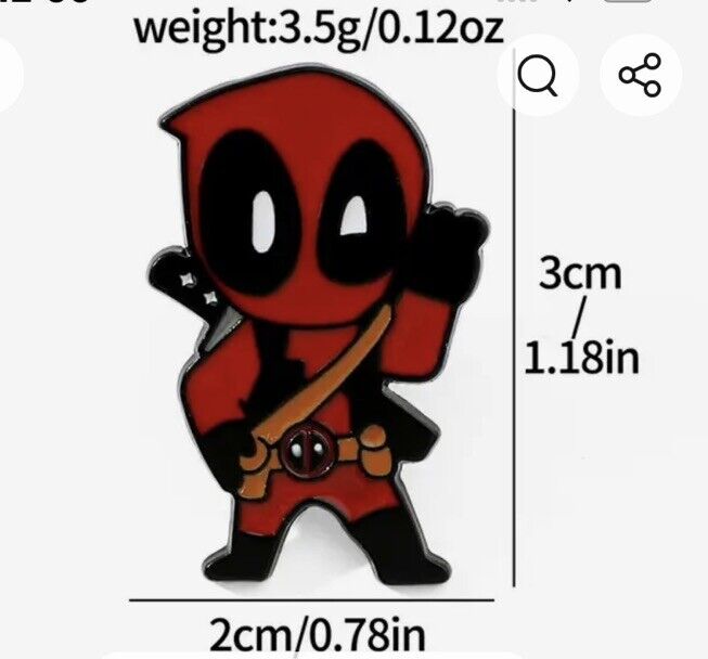 Deadpool Badge Large Metal Enamel Pin Badge Waving 👋 2024 Movie 🇬🇧 Wolverine - SOScollectible