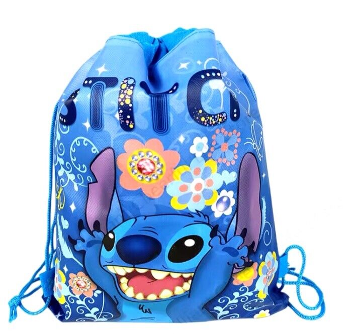 Disney Lilo & Stitch Blue PE Drawstring Bag Sports Swimming School Backpack Kit - SOScollectible