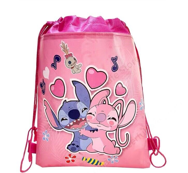 Disney Lilo & Stitch Pink PE Drawstring Bag Sports Swimming School Backpack Kit - SOScollectible