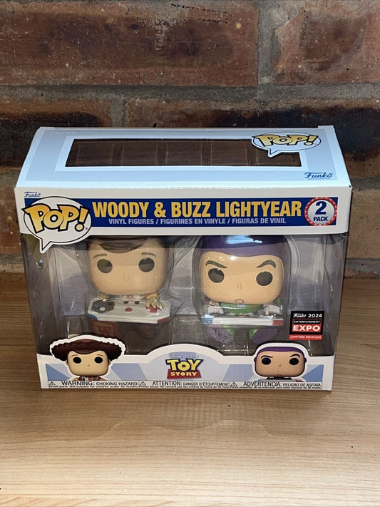 Disney Toy Story Buzz & Woody Chicago C2E2 2024 FUNKO POP 2 - Pack In Stock - SOScollectible