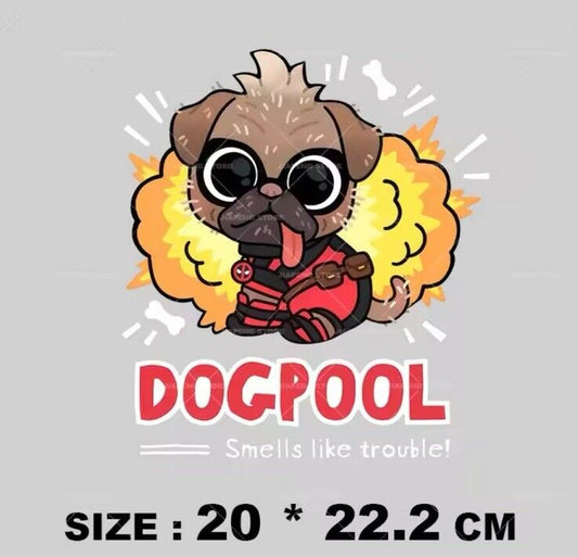 Dogpool Deadpool Iron On T shirt Transfers Tote T shirts Hoodie Apron - SOScollectible