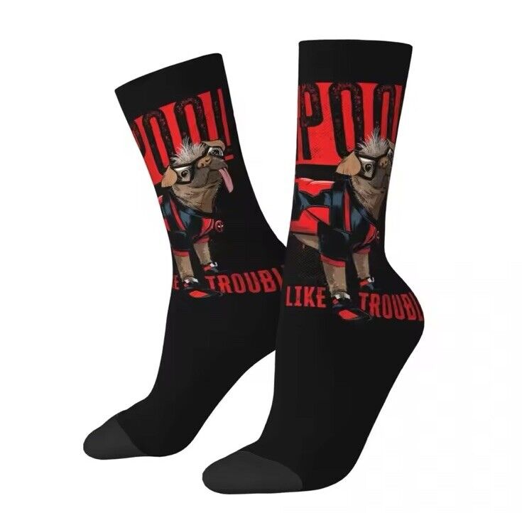 Dogpool Deadpool Socks Mens Superhero Character Cotton Warm Gift Movie comfy - SOScollectible