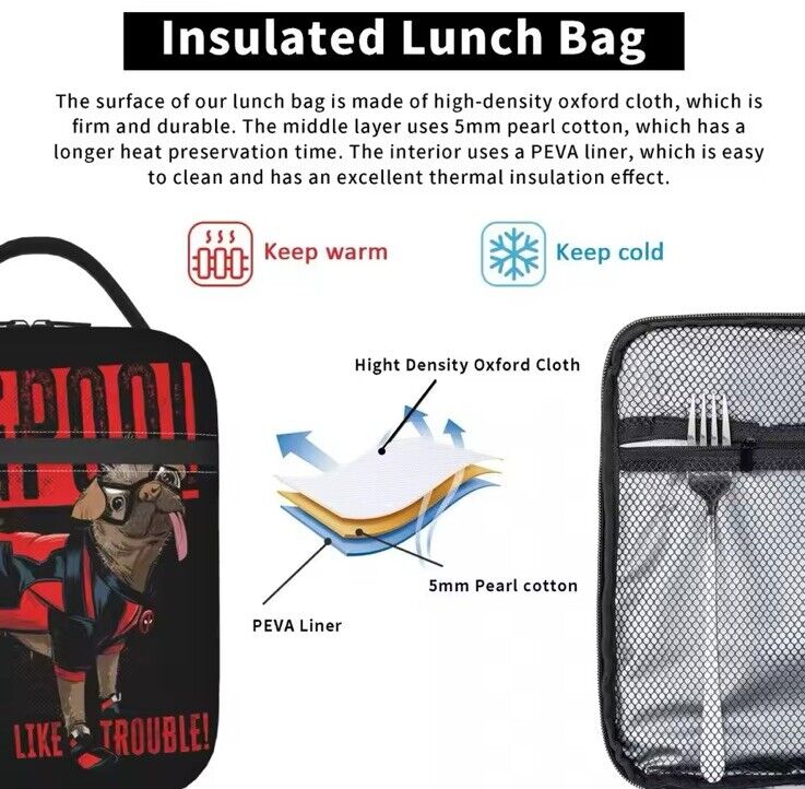 Dogpool Deadpool & Wolverine Insulated Lunch Bag Thermal Food School Picnic 🇬🇧 - SOScollectible