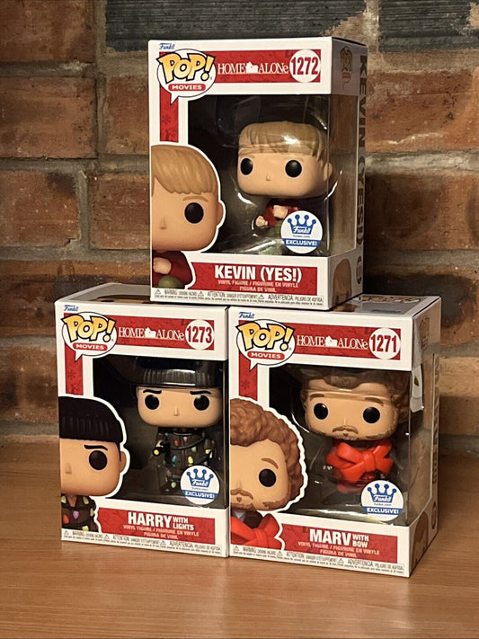 Funko Pop! Home Alone Harry Marv Kevin Yes Bow Lights Vinyl Cult Xmas Set - SOScollectible