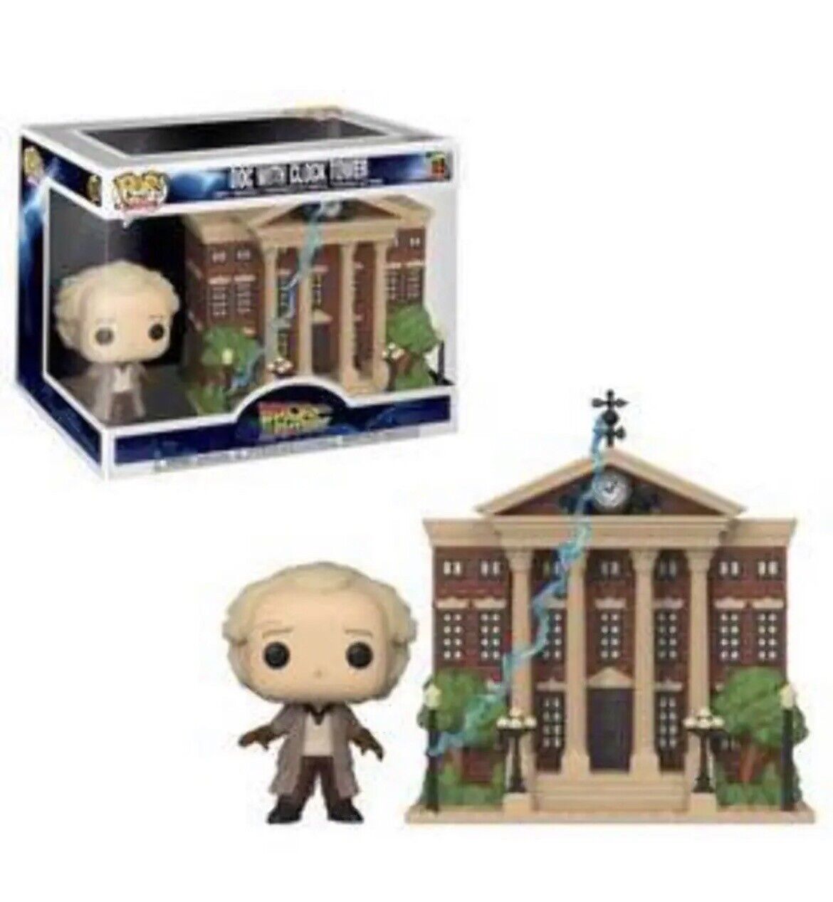 Funko Pop! Town Doc Brown with Clock Tower #15 Back To The Future 2020 - SOScollectible