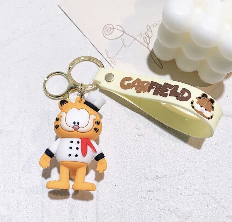 Garfield Chef Keychain Keyring Pendant Bag Charm Cartoon Cat Gift Movie - SOScollectible