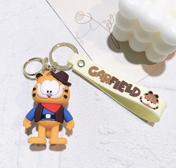 Garfield Cowboy Keychain Keyring Pendant Bag Charm Cartoon Cat Gift Movie - SOScollectible