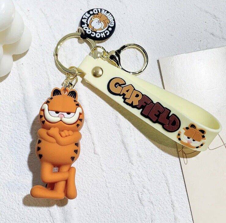 Garfield Folded Hands Keychain Keyring Pendant Bag Charm Cartoon Cat Gift Movie - SOScollectible