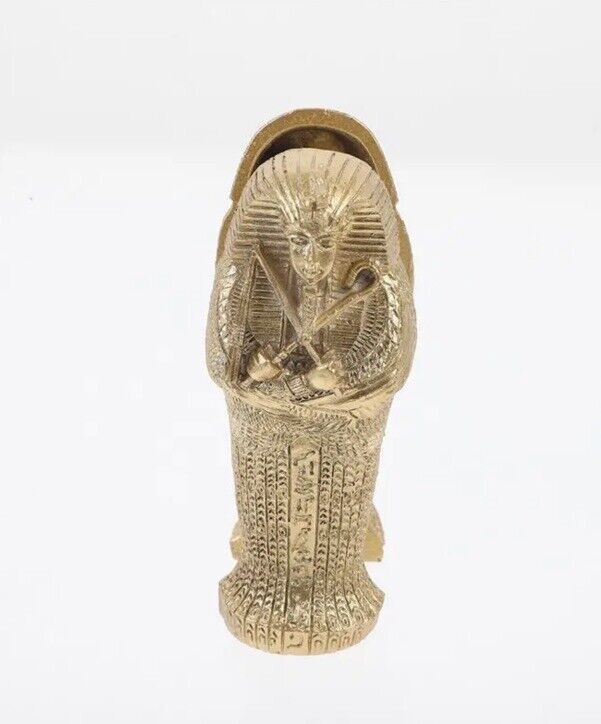 Golden Egyptian Mummy & Sarcophagus Pharaohs Tomb Ornament Figurine 9/10 Cm - SOScollectible