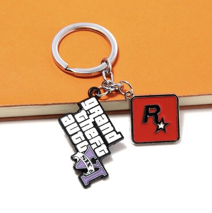 Grand Theft Auto Logo Keyring GTA 6 Six Los Santos Rockstar 🇬🇧 Gift bag - SOScollectible