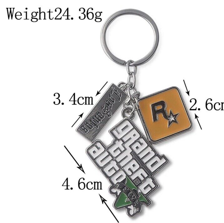 Grand Theft Auto Logo Keyring GTA 6 Six Los Santos Rockstar 🇬🇧 Gift bag - SOScollectible