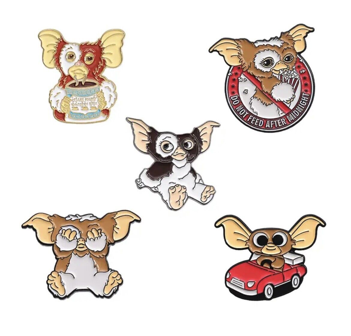 Gremlins Pin Badge Set Of 5 Gizmo Car Metal Enamel Red Car Set Horror gift bag - SOScollectible