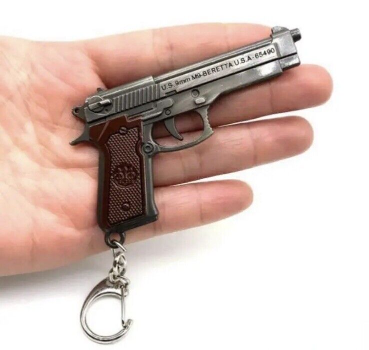 Gun Keychain Mini Beretta 92f Keychain 1:3 Scale Pistol Model Keychain - SOScollectible