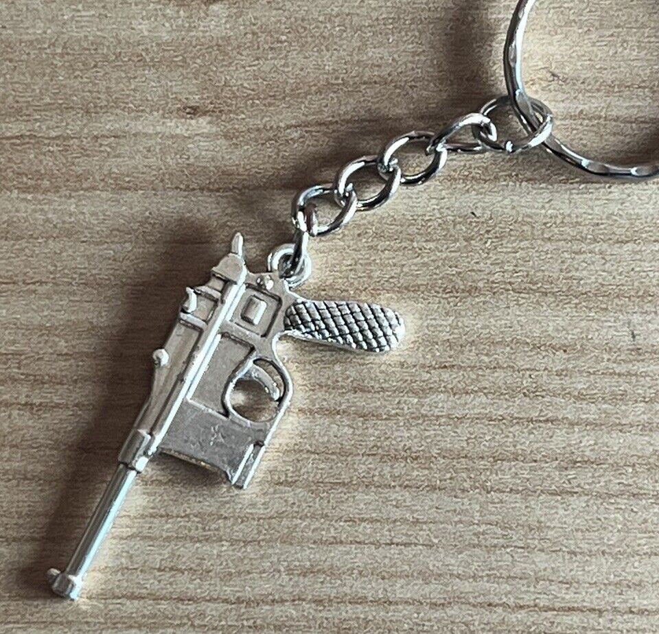 Gun Revolver Keyring Key Ring Handgun Cowboy Gangster 10 To Collect Luger - SOScollectible