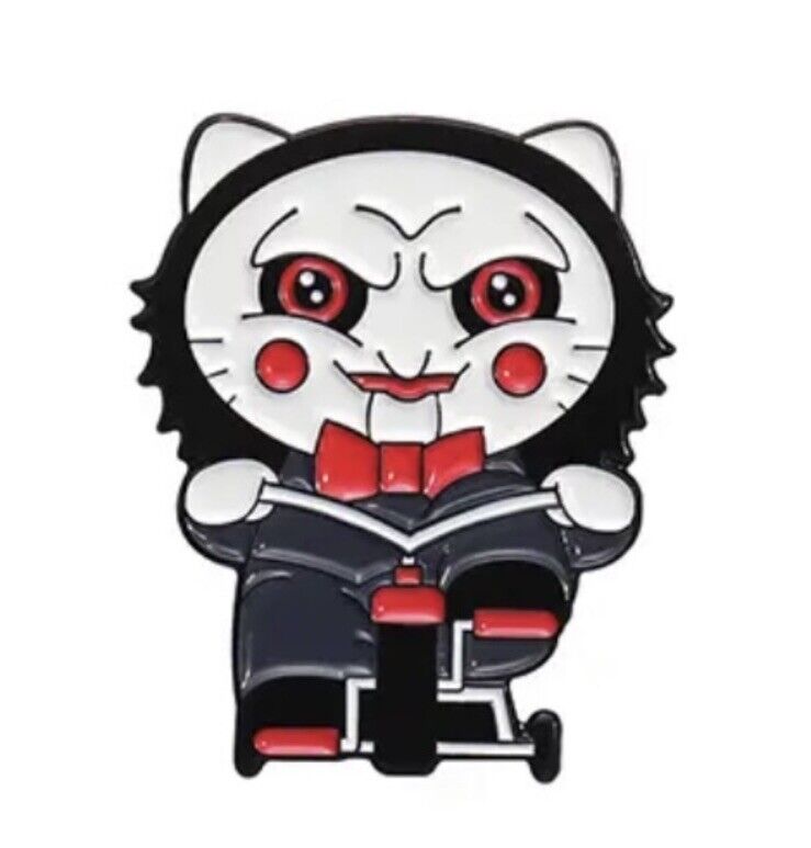 Hello Kitty Billy Jigsaw HORROR MOVIE enamel pin - SAW Billy gift bag - SOScollectible