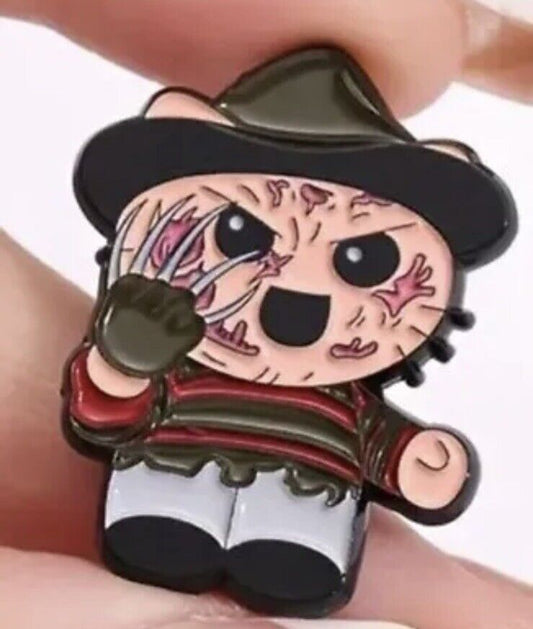 Hello Kitty Freddy Krueger Pin Badge Cute Horror Cat Halloween 🎃 Gift bag - SOScollectible