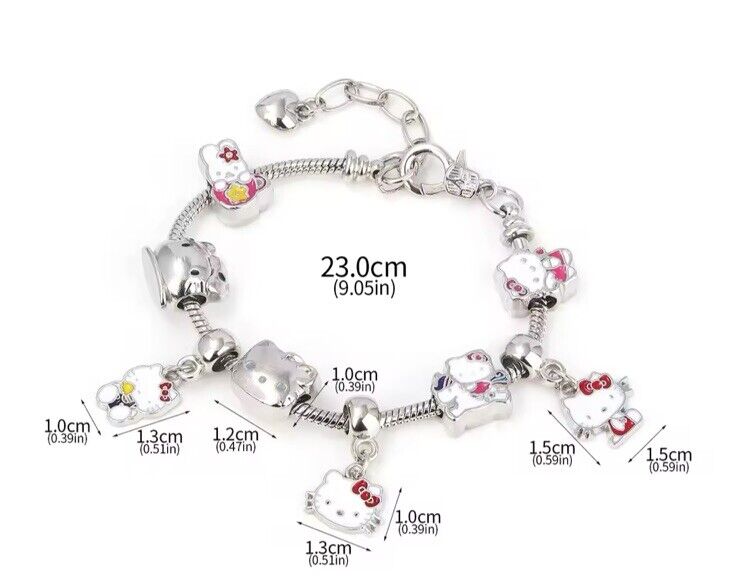 Hello KITTY Pink Charm Bracelet Adjustable Kawaii Sanrio Gift Christmas - SOScollectible