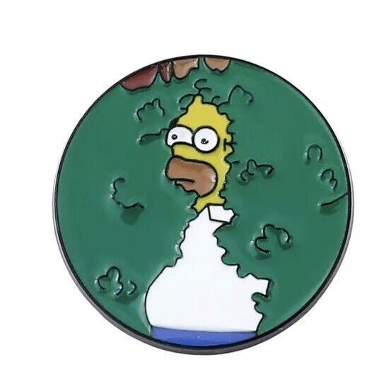 Homer Simpson 'Backs Into Things' Homer Hiding in Bush Meme Pin Badge gift bag - SOScollectible