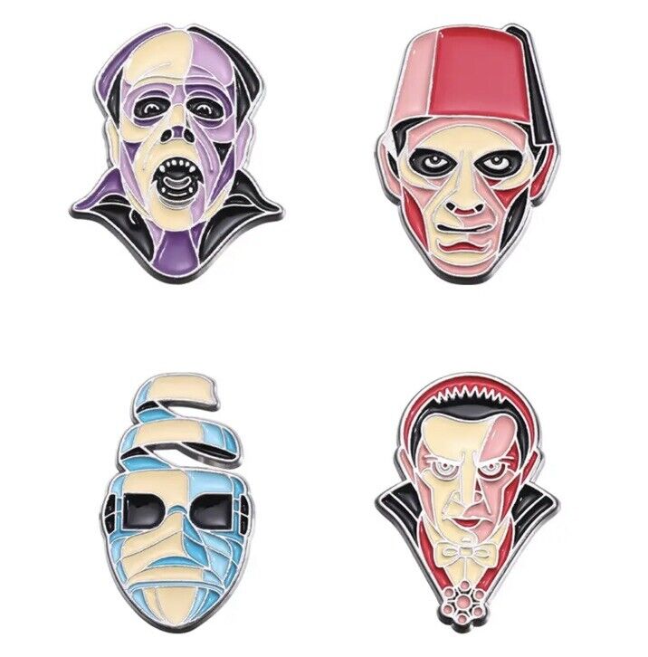 Horror Cult ENAMEL PIN SET 4 X PIECE Hammer Vampire Mummy Set 2 gift bag - SOScollectible