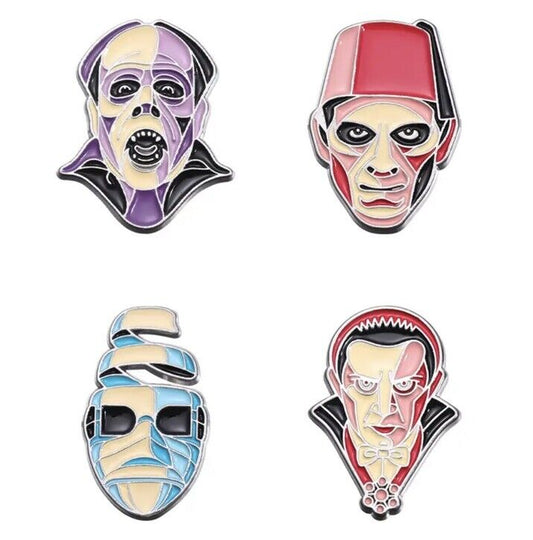 Horror Cult ENAMEL PIN SET 4 X PIECE Hammer Vampire Mummy Set 2 gift bag - SOScollectible