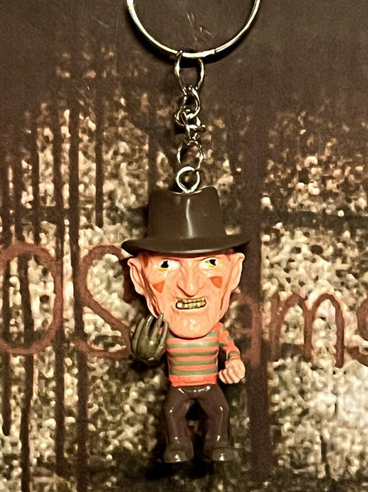 Horror Movie Theme Nightmare On Elm Freddy Kruger Key Ring Pop Figure Halloween - SOScollectible