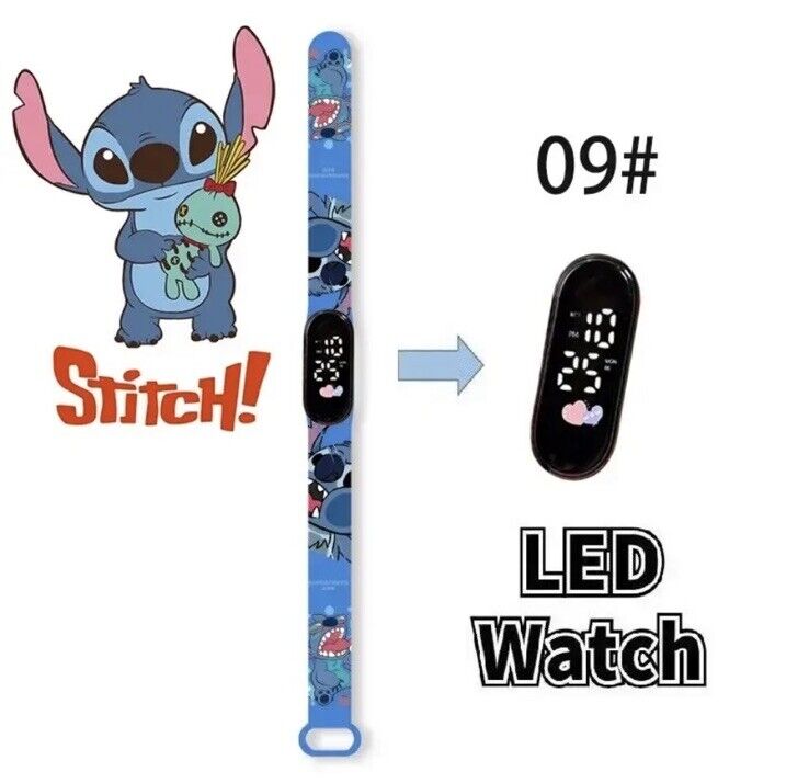 Kids Watch LED Gifts Blue Stitch Anime Digital Children's Cartoon Sport Watch - SOScollectible