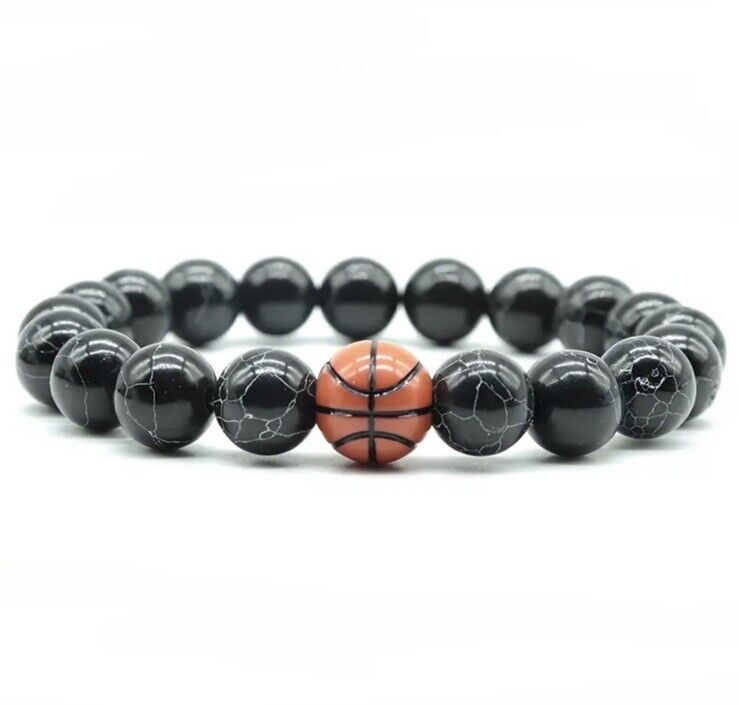 Lava Stone Bracelet Basketball NBA Charms Sports Beads Bracelets gift bag - SOScollectible